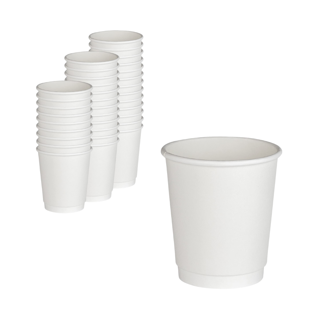 VASOS DE PAPEL BLANCOS DE DOBLE PARED PARA BEBIDAS CALIENTES