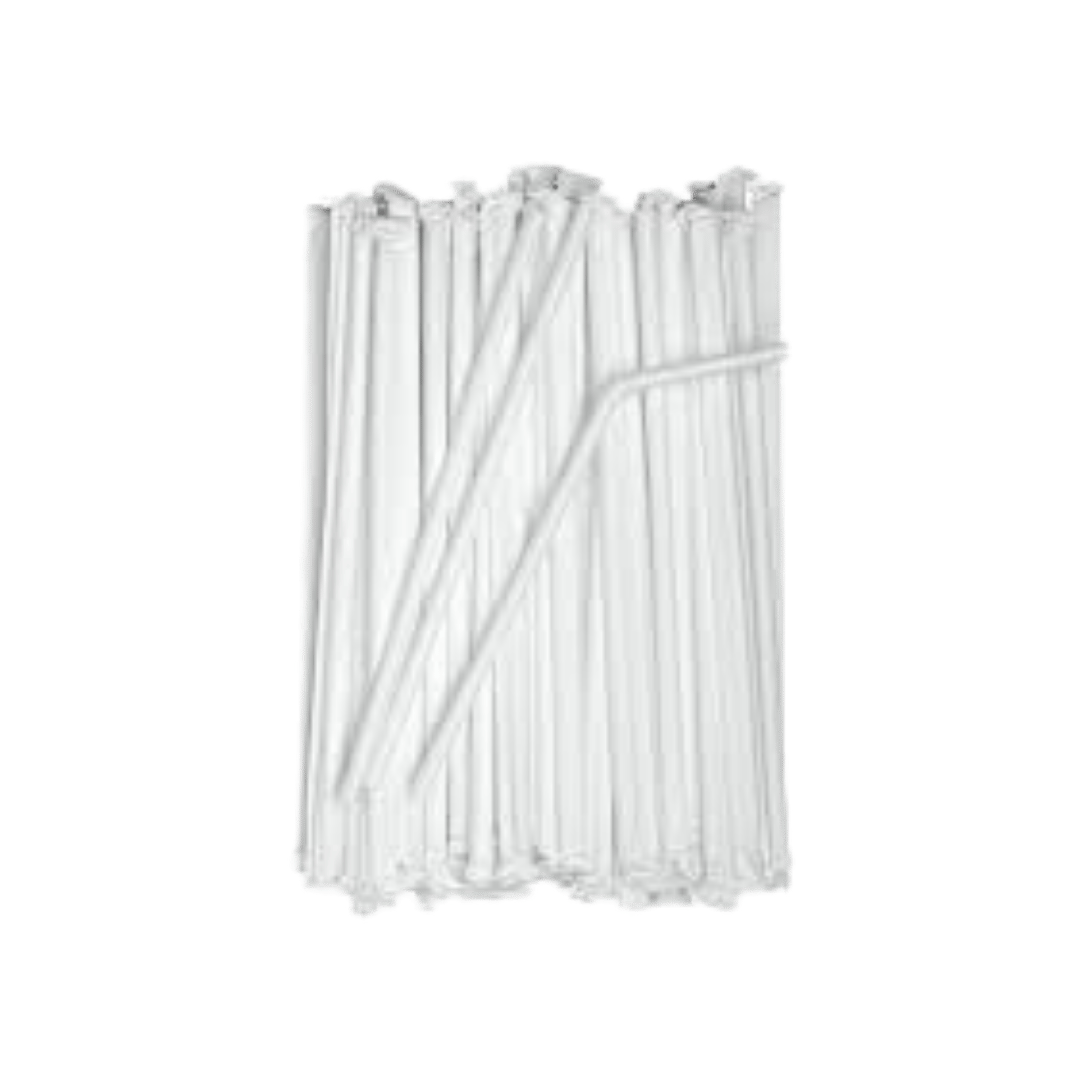 STRAW FLEXIBLE IND. WRAPPED WHITE